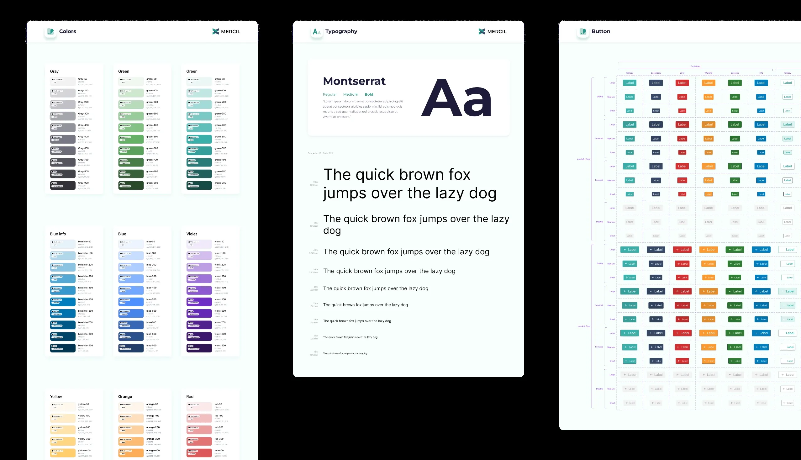 The design system: colour scales, Montserrat typography and button states